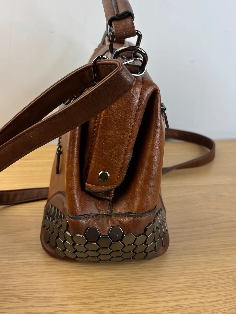 Vintage Inspired Doctor Bag Shape Gun Metal Rivets in Hexagonal Form- Unbranded